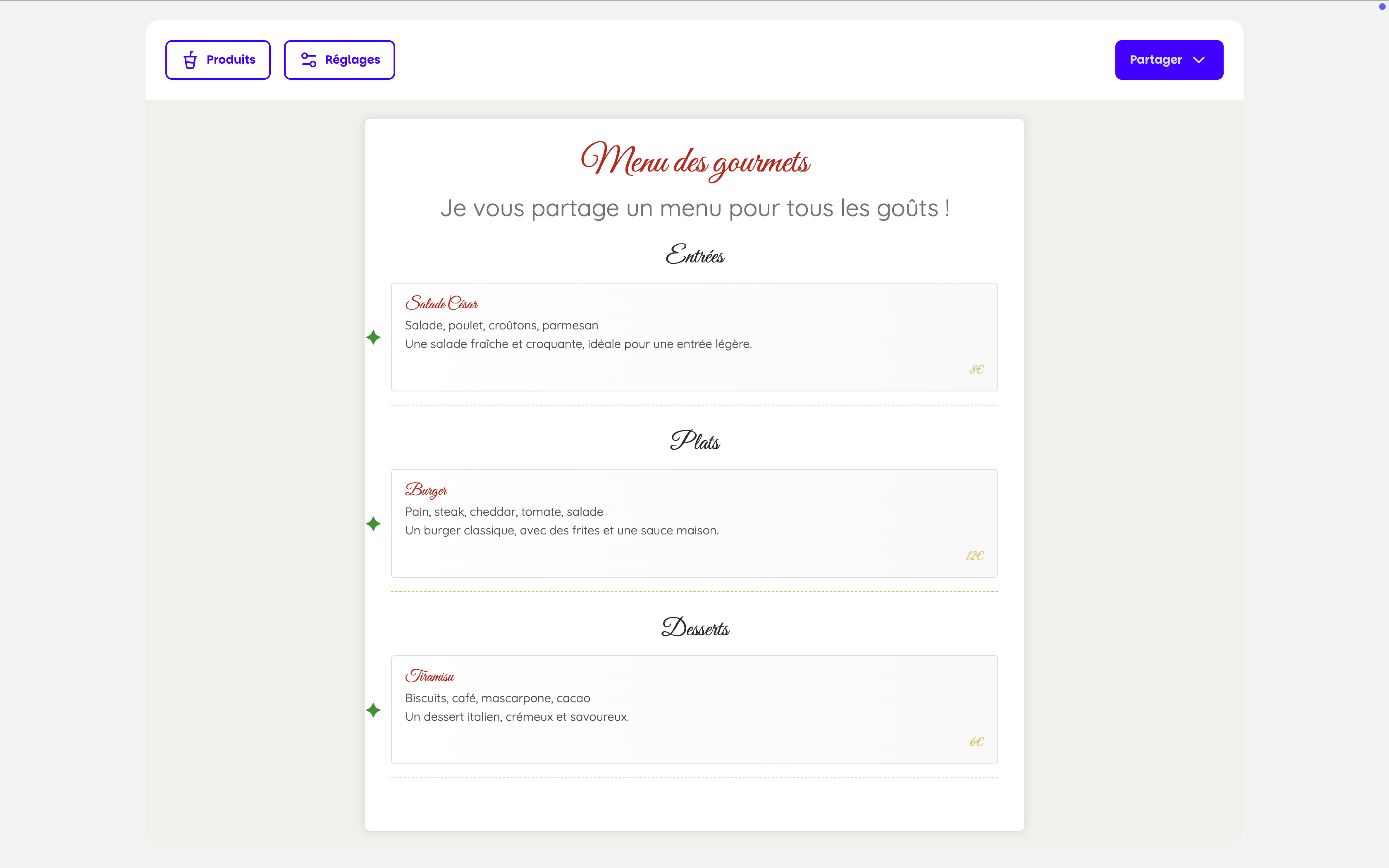 Miniature du projet Monmenu
